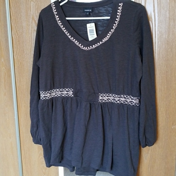 Torrid Smoked Babydoll Top - Picture 1 of 2